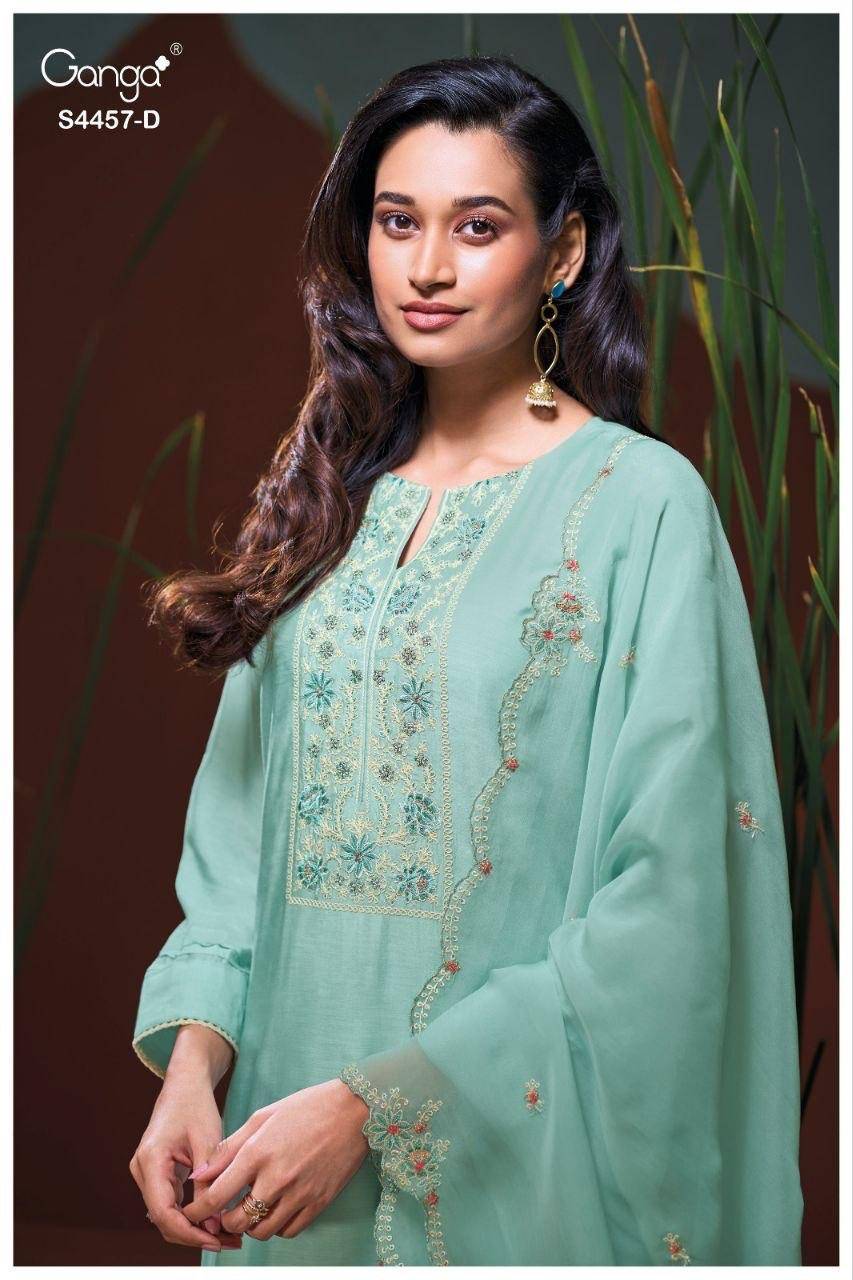 GRIVIKA 4457 by GANGA FASHION 4457A TO 4457D SERIES Stylish Beautiful Colourful PREMIUM PURE BEMBERG Dresses At Wholesale Price
